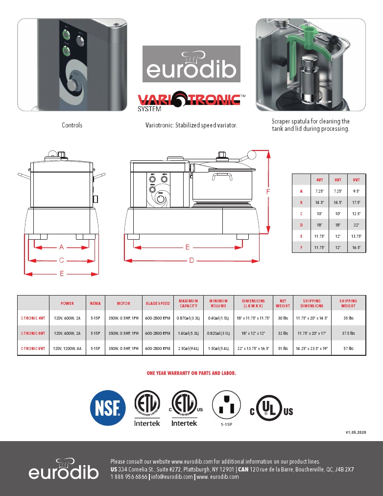 Eurodib C-TRONIC-6VT Food Processor