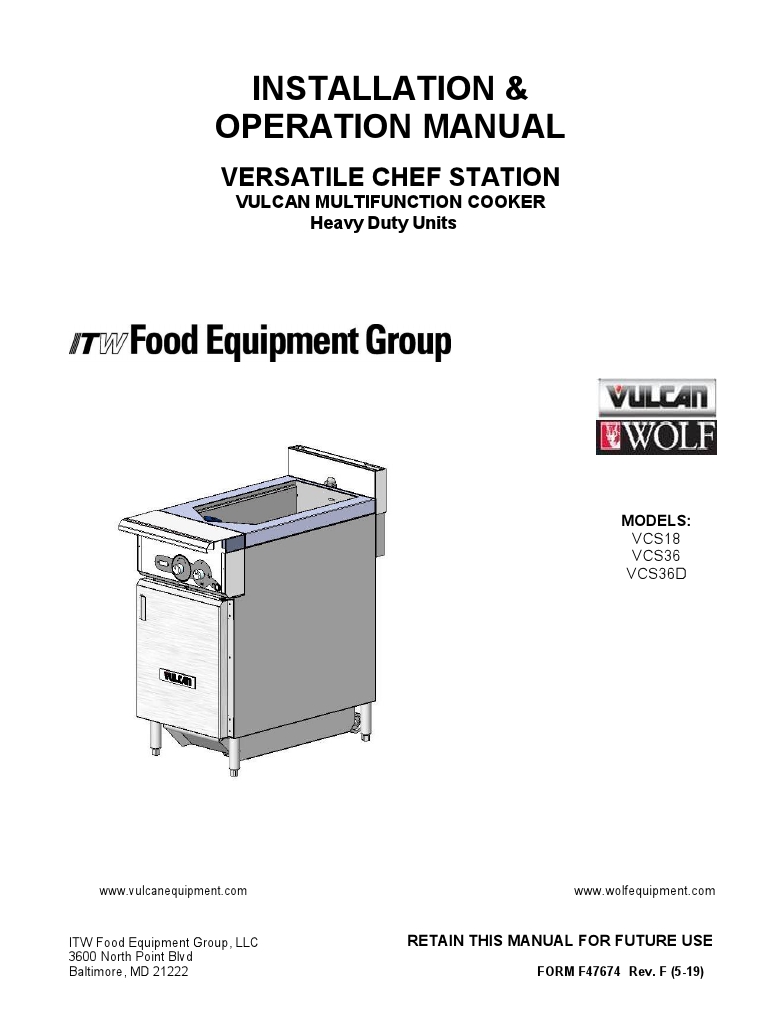 Vulcan VCS36D-208 Chef Station Manual