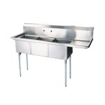 EFI SI824-3R 24" x 24" Three Compartment Sink with Right Drainboard