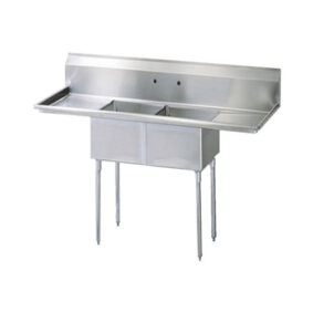 EFI SI824-2B 24" x 24" Corner Drain Two Compartment Sink with 2 Drainboards