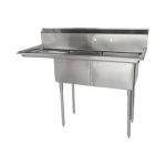 EFI SI818-2L 18" x 18" Corner Drain Two Compartment Sink with Left Drainboard