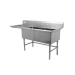 Thorinox TDS-2424-L24 24" x 24" Two Compartment Sink with 2 Drainboards