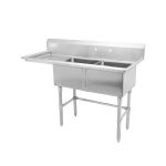 Thorinox TDS-1818-L18 18" x 18" Two Compartment Sink with Left Drainboard