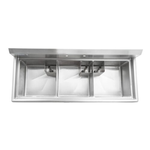 Thorinox TTS-1818-0 18" x 18" Corner Drain Three Compartment Sink with No Drainboard - Image 2