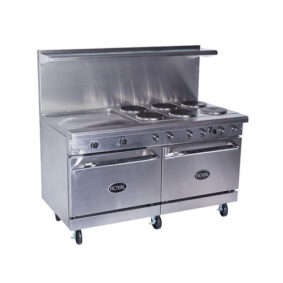 Royal RRE 4GT36 Electric 4 Burner 60" Range With 36" Griddle & 2 Standard Ovens