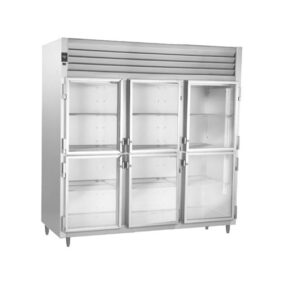 Traulsen Stainless Steel RHF332WP-HHG Glass Half Door Three Section Reach In Pass-Through Heated Holding Cabinet