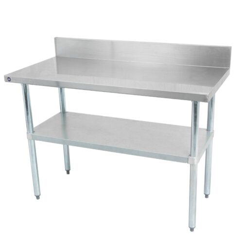 Thorinox DSST-3096-BK 30" x 96" stainless steel worktable with backsplash and galvanized steel undershelf and legs - Image 4