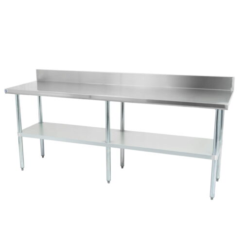Thorinox DSST-3096-BK 30" x 96" stainless steel worktable with backsplash and galvanized steel undershelf and legs - Image 5