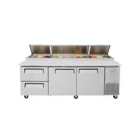 Turbo Air TPR-93SD-D2-N Pizza Prep Table with 2 Doors and 2 Drawers