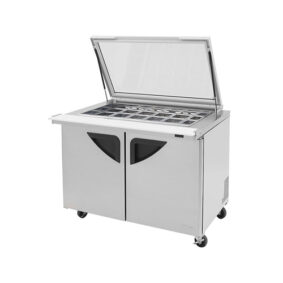Turbo Air TST-48SD-18-N-GL 2 Door Mega Top Hinged Glass Lid Refrigerated Sandwich Prep Table