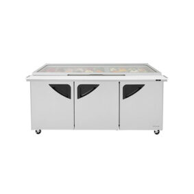Turbo Air TST-72SD-30-N-GL 3 Door Mega Top Hinged Glass Lid Refrigerated Sandwich Prep Table