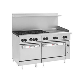 Wolf by Vulcan C60SS-6B24GP Liquid Propane 60" Manual Range 24" Right Side Griddle 278000 BTU