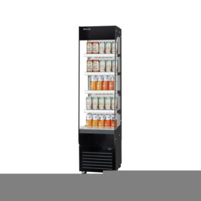 Turbo Air TOM20-75N-B Black Slim Vertical 4-Shelf Open Display Case