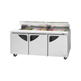 Turbo Air TST-72SD-N-CL 3 Door Refrigerated Sandwich Prep Table with Clear Lid