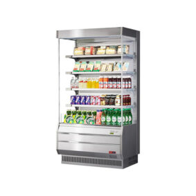 Turbo Air TOM-40S-N Stainless Steel Vertical Refrigerated Open Curtain Merchandiser
