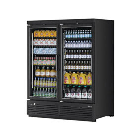 Turbo Air TJMR-55SDB-N Black 2 Section Refrigerated Glass Door Merchandiser