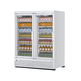 Turbo Air TJMR-55SDW-N White 2 Section Refrigerated Glass Door Merchandiser