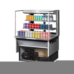 Turbo Air TOM-36L-UFD-S-3SI-N Stainless Steel Drop-In Refrigerated Open Display Case Merchandiser