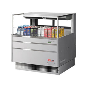 Turbo Air TOM-36L-UFD-S-1S-N Stainless Steel Horizontal Refrigerated Open Curtain Merchandiser