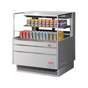 Turbo Air TOM-36L-UFD-S-2S-N Stainless Steel Horizontal Refrigerated Open Curtain Merchandiser