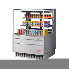 Turbo Air TOM-36L-UFD-S-3S-N Stainless Steel Horizontal Refrigerated Open Curtain Merchandiser