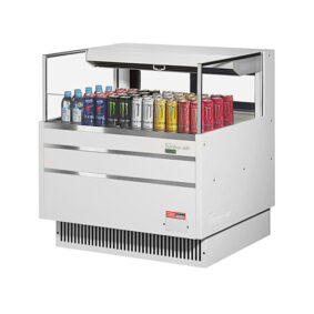 Turbo Air TOM-36L-UFD-W-1S-N White Horizontal Refrigerated Open Curtain Merchandiser