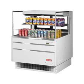 Turbo Air TOM-36L-UFD-W-2S-N White Horizontal Refrigerated Open Curtain Merchandiser