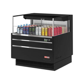 Turbo Air TOM-36L-UF-B-1S-N Black Horizontal Refrigerated Open Curtain Merchandiser