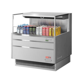 Turbo Air TOM-36L-UF-S-1S-N Stainless Steel Horizontal Refrigerated Open Curtain Merchandiser