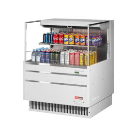 Turbo Air TOM-36L-UF-W-2S-N White Horizontal Refrigerated Open Curtain Merchandiser