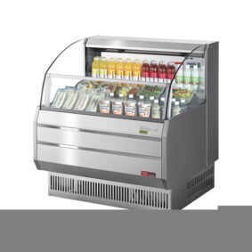 Turbo Air TOM-40SS-N Stainless Steel Horizontal Refrigerated Open Slim Profile Curtain Merchandiser