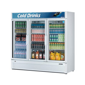 Turbo Air TGM-72SDW-N White Three Section Glass Door Merchandising Refrigerator