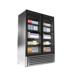 KOOL-IT LX-46FS Double Glass Door Stainless Steel Merchandiser Freezer