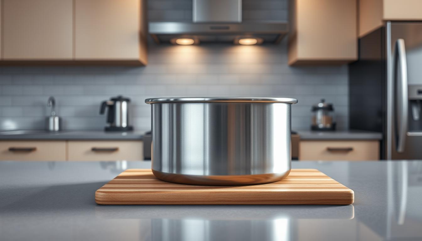 Steel container in a modern kitchen Steel container in a modern kitchen