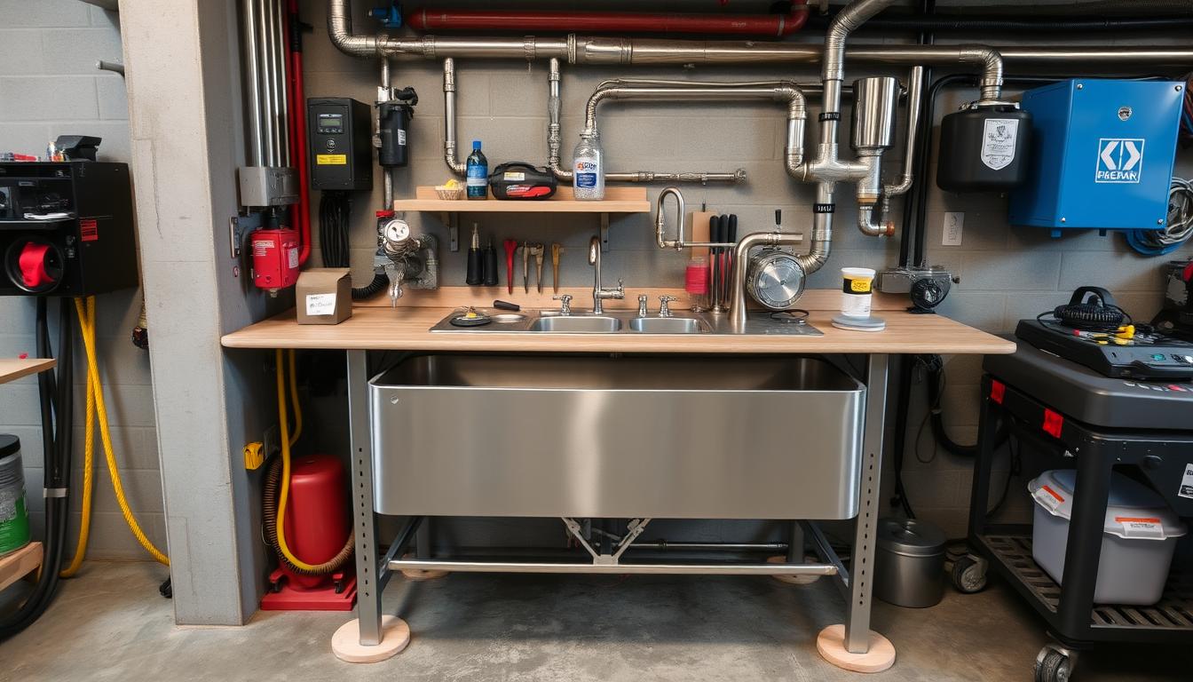 industrial sink installation