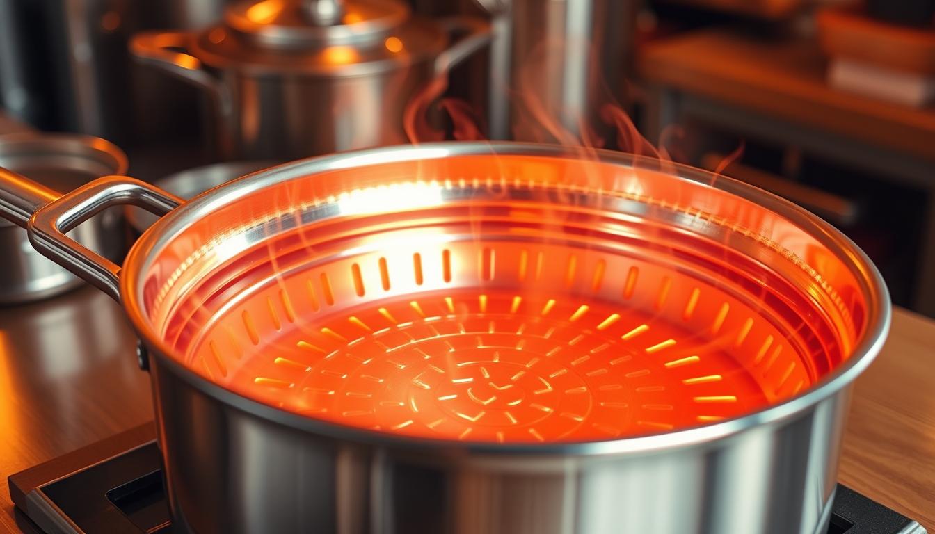 efficient heat distribution in stainless steel cookware