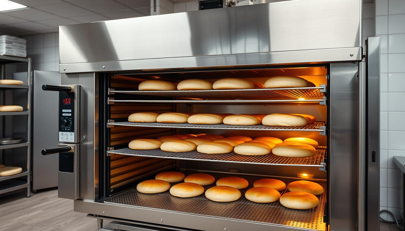 High-performance deck oven in a bakery