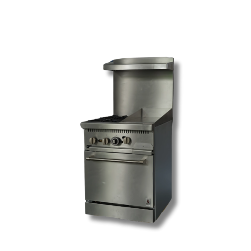 Hot Zone Gas Range with Built-In Convection Oven 24"w/12" Griddle top with 2 Open Burners HZ-CR24-12MG - Image 1