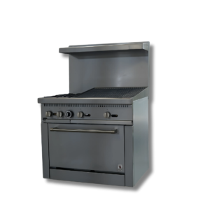Hot Zone Gas Range with Built-In Convection Oven 36"w/24"Charbroiler top HZ CR36-24CB