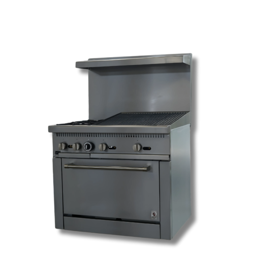 Hot Zone Gas Range with Built-In Convection Oven 36"w/24"Charbroiler top HZ CR36-24CB - Image 1