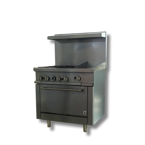 Hot Zone Gas Range 36"w/12" Griddle top with 2 Open Burners HZ R36-12MG - Image 1