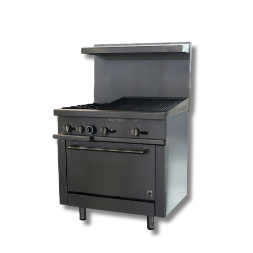 Hot Zone Gas Range 2 top burners 36"w/24"Charbroiler top HZ R36-24CB - Image 1