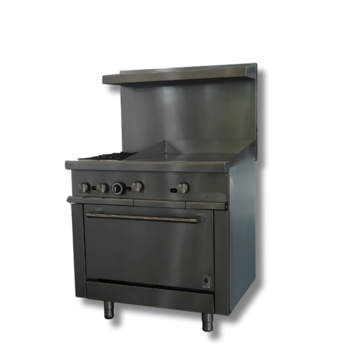 Hot Zone Gas Range 36"w/24"Griddle top with 2 Open Burners HZ R36-24MG - Image 1