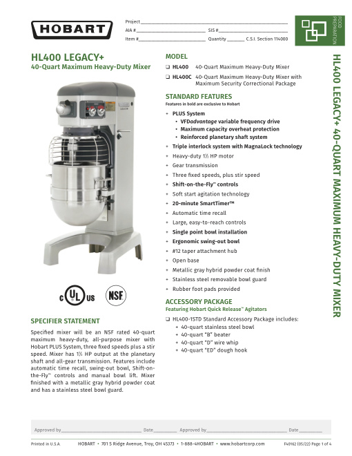 SPEC SHEET