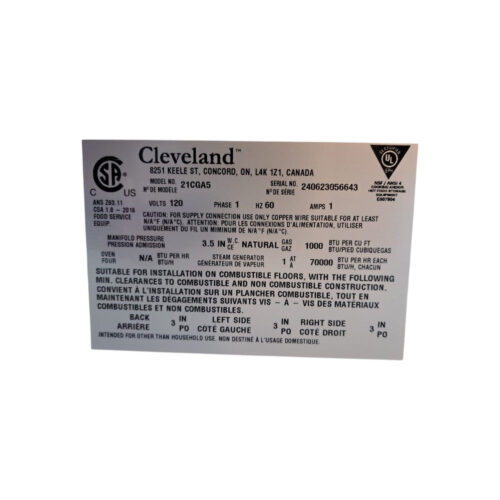 Used Cleveland 21CGA5 Natural Gas Countertop Convection Steamer – Certified Pre-Owned