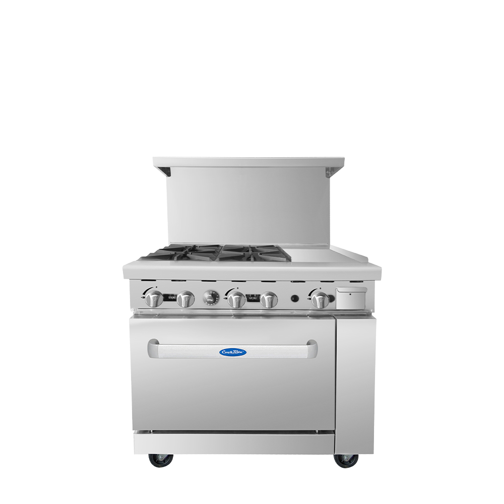 Atosa AGR-4B12GR 36″ Gas Range with Four (4) Open Burners & 12″ Griddle