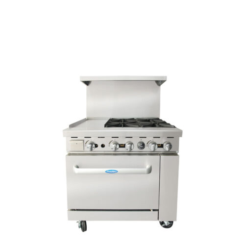 Atosa AGR-4B12GL 36″ Gas Range with Four (4) Open Burners & 12″ Griddle