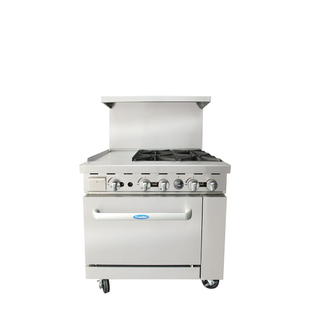 Atosa AGR-4B12GL 36″ Gas Range with Four (4) Open Burners & 12″ Griddle