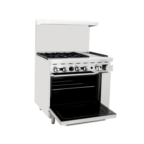 Atosa AGR-4B12GR 36″ Gas Range with Four (4) Open Burners & 12″ Griddle