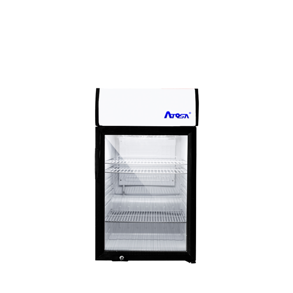 Atosa CTD-3S Countertop Glass Door Merchandiser Cooler with Lighted Header (4.6